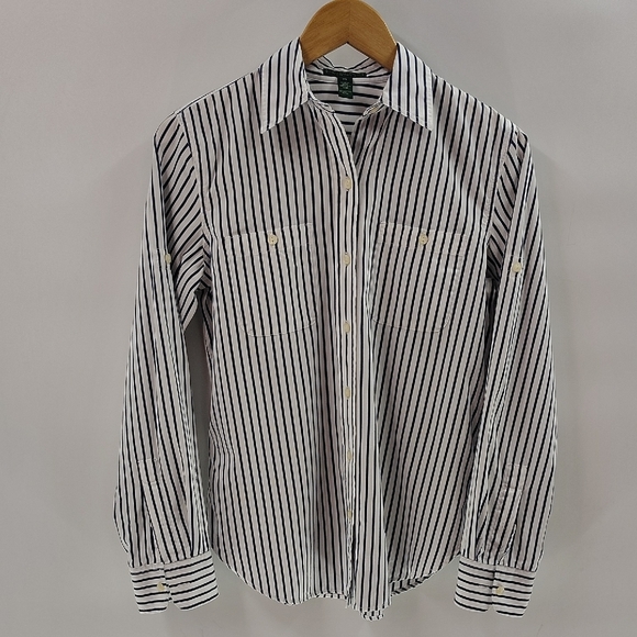 Ralph Lauren Tops - Ralph Lauren Lauren Jean Company Button Up Size XS Blue White Stripe Long Sleeve